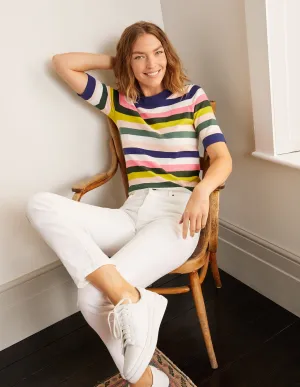Abingdon Cotton Knitted Tee-Multi Stripe