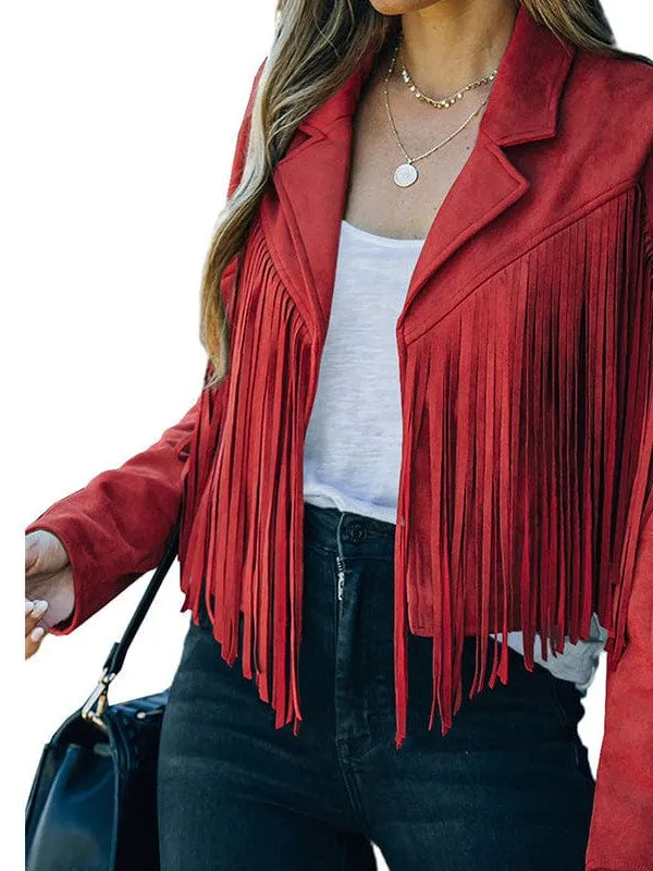Black and Sage Green Fringe Suede Jacket